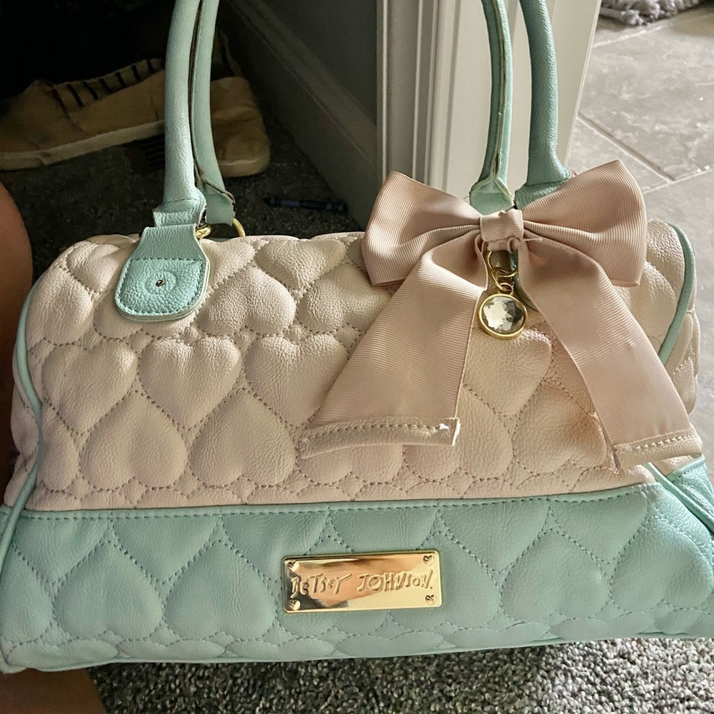 Betsey Johnson Light blue/Cream purse